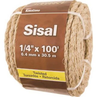 300161BG Sisal Twisted- Natural- 0.25 in. X 100 Ft.