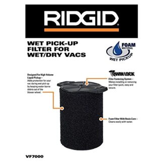 RIDGID Wet Debris Application Foam Wet/Dry Vac Cartridge Filter for Most 5 Gallon and Larger Shop Vacuums (1-Pack)