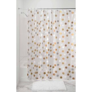 IDesign Shower Curtains Metallic - Metallic Polka Dot Shower Curtain