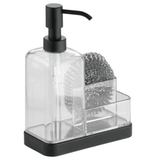 IDesign Forma Soap Pump Dispenser with Sponge Organizer 6 in X 3.5 in X 8.25 in Black