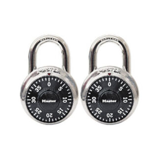 Master Lock 1500T Combination Lock, Stainless Steel, 1-7/8' Wide, Black Dial, 2/Pack