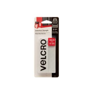 Velcro 90200 Industrial Strength Sticky-Back Hook and Loop Fastener Strips, 4 X 2, White