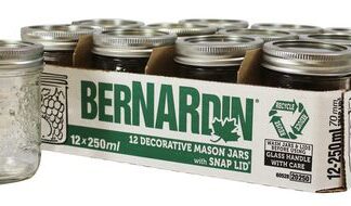 Bernardin Decorative Regular Mouth 250Ml Mason Jar with Lids and Bands, 12 Count Clear 250Ml