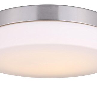 Canarm LFM127A14 Jax Single Light 13-1/2" Wide Integrated LED Flush Mount Drum Ceiling Fixture with Warm White Integrated LEDs Brushed Nickel Indoor