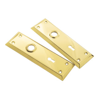 1142 Pair of Brass Plated Steel Mortise Lockset Trim Plates