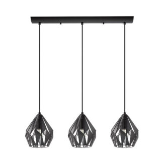 Carlton 3 Multi Light Pendant in Matte Black and Silver