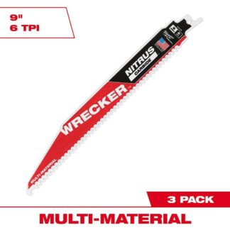 Milwaukee 9 in. 6 Teeth per Inch WRECKER Nitrus Carbide Teeth Multi-Material Cutting SAWZALL Reciprocating Saw Blade (3-Pack)