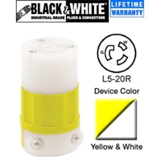 Leviton 2313-CY Connector Locking Blade L5-20R 20A 125V 2P3W Grounding - Yellow-White