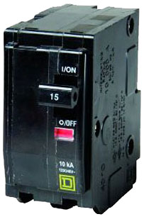 Miniature Circuit Breaker, 15 a, 120/240V AC, 2 Pole, Plug in Mounting Style, QO Series