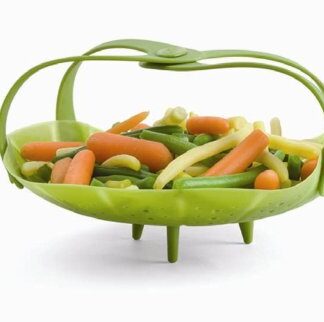 Trudeau Silicone Vegetable Steamer and Dual Spoon Rest Set