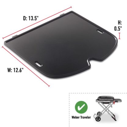 Weber Traveler Portable Grill Griddle Insert, Black