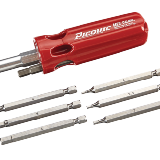 Picquic Hex Calibre MC Hex Multi-Gauge Multi-Bit Screwdriver with 7 Picquic Metric Hex Key Bits, Full Size, Rou