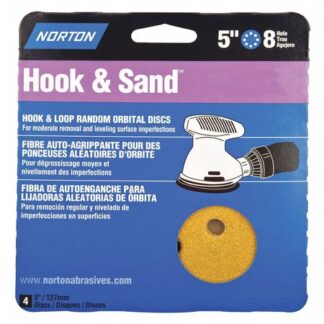 Norton Abrasives Hook-and-Loop Sanding Disc 5 in Dia PK4 07660749159