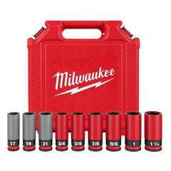 Milwaukee 49-66-7832 SHOCKWAVE Impact-Duty 1/2 in. Drive Deep SAE & Metric Lug Nut Impact Socket Set (9-Piece)