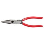 Milwaukee 8 in. Long Nose Pliers with Fish Tape Puller and Dipped Grip