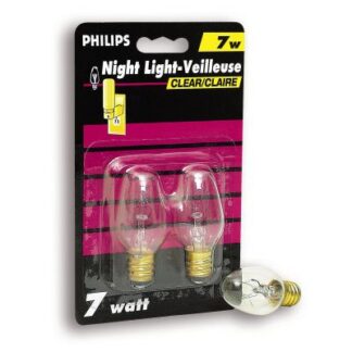 7 Watt Night Light Clear Candelabra (Small Base) Bulb 2 Pk