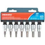 Crescent Assorted Sizes X 3/8 in. Drive Metric 6 Point Hex Bit Socket Set 7 Pc.