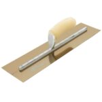 MARSHALLTOWN 18 in. X 4 in. Curved Wood Handle Golden Stainless Finishing Trowel