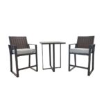 Seasonal Trends SH24S1670H Outdoor Bar Set, Cushion/Steel/Wicker, Brown, Powder-Coated, 3-Piece