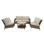 Seasonal Trends SH24S3151X Deep Seating Set, Cushion/Steel/Wicker, Yellow Brown, Hand Painting, 5-Piece