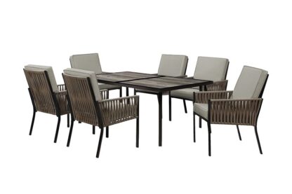 Seasonal Trends SHKVS636B Dining Set, 7-Piece, 6 Seating, Rectangular Table, Laminated Tabletop, Woodgrain Table