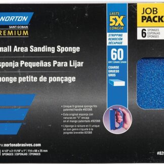 NORTON ProSand 82086 Sanding Sponge, 4-1/2 in L, 2-11/16 in W, 60 Grit, Coarse, Aluminum Oxide Abrasive