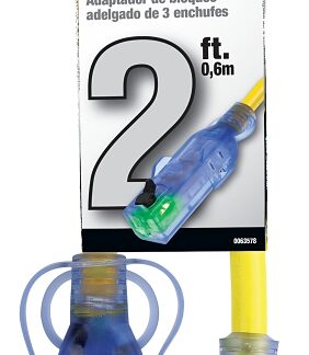 PowerZone ORBAD50802 Adapter Cord, 15 A, 125 V, 3-Outlet, Yellow