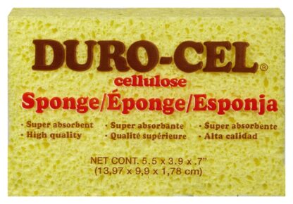 Duro-Cel 03040 Sponge, 6 in L, 4 in W, 3/4 in Thick, Cellulose, Yellow