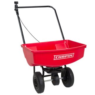 Chapin 8001A Residential Lawn Turf Spreader with Rubber Tire, 70 lb, Powder-Coated Steel Frame, Poly Hopper