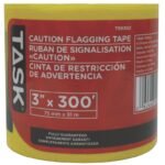 Task T59302 Caution Flagging Tape, 300 ft L, 3 in W, Yellow, PVC