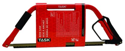 TASK T22301 Bow Saw, 21 in L Blade, Steel Blade, Rubber Handle, Soft Touch Handle