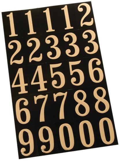 Hy-Ko MM-3N Packaged Number Set, 1-3/4 in H Character, Gold Character, Black Background, Mylar Sells in Quantity of 10