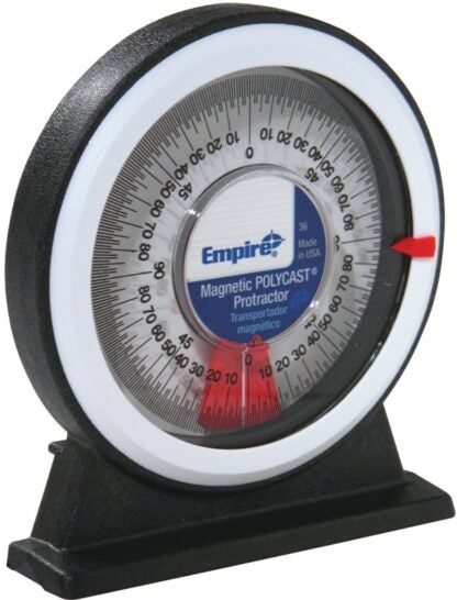 Empire 36 Magnetic Protractor, 0 to 360 deg, SAE Graduation, Polycast