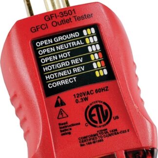 GB GFI-3501 Fault Receptacle Tester and Circuit Analyzer, Red