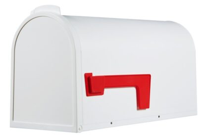 Pro-Df P9220B Curbside Mailbox, 9 cu-in, Plastic, 7 in W, 19-1/2 in D, 10 in H, White