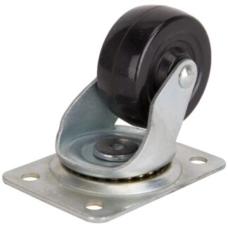 ProSource 1111 Swivel Caster, 2-1/2 in Dia Wheel, 1 in W Wheel, Rubber Wheel, Black, 130 lb, Steel Housing Material