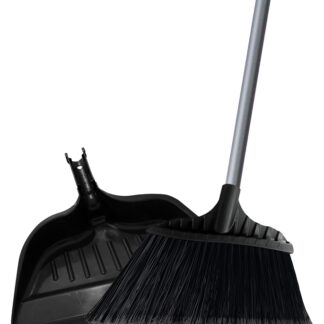 Simple Spaces 2132X Angle Broom with Dust Pan, 14.5 in Sweep Face, 6-3/4 in L Trim, Recycle Polypropylene Bristle