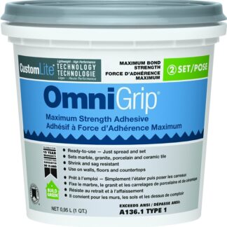 Custom OmniGrip COGAQT Tile Adhesive, White, 1 qt Pail