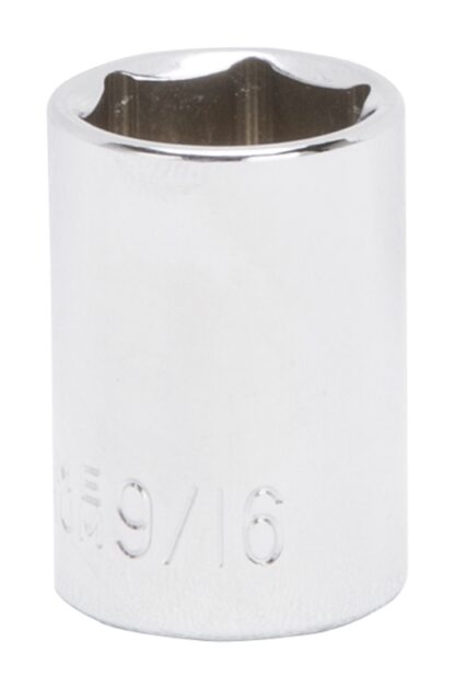 Vulcan MT6494496 Drive Socket, 9/16 in Socket, 3/8 in Drive, 6-Point, Chrome Vanadium Steel, Chrome