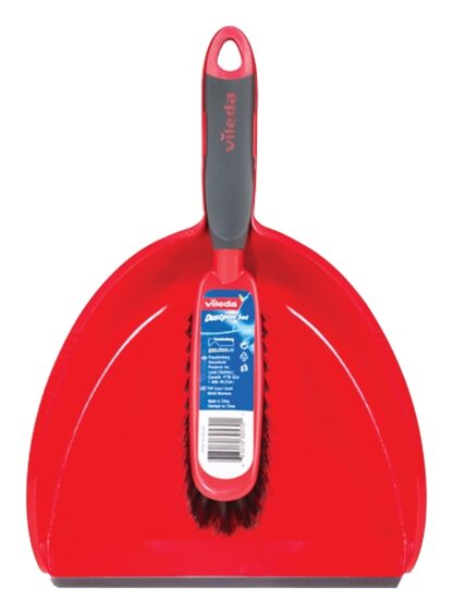 Vileda 148237 Dustpan, 12.9 in L, 9.2 in W, Plastic, Black/Red