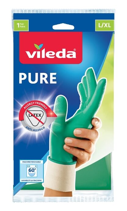 Vileda 137552 Gloves, L/XL, Cotton/Nitrile, Blue