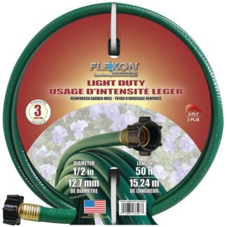 Flexon FR1250 Garden Hose, 1/2 in, 50 ft L, Vinyl, Light Green