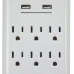 PowerZone ORUSB346S USB Charger with Surge Protection, 2-Pole, 125 V, 15 A, 6-Outlet, 1200 Joules Energy, White