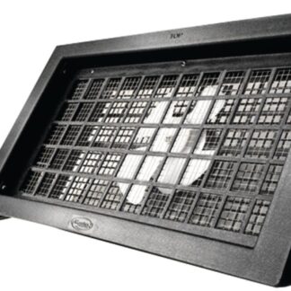 Master Flow PFV1 Powered Foundation Vent, 16 in W, 8 in H, 57 sq-in Net Free Ventilating Area, Polyethylene, Black