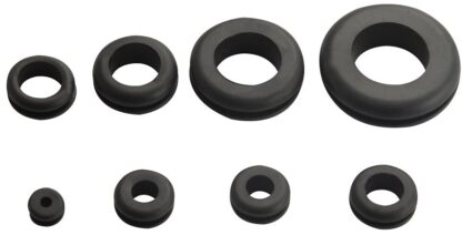 ProSource 61306 Plastic Grommet Assortment, PVC, Black, 1/4, 5/16, 3/8, 7/16, 1/2, 5/8, 7/8, 1 in Dia Panel Hole