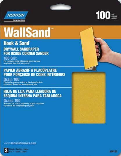 NORTON 68103 Corner Sandpaper, 8 in L, 7 in W, P100 Grit, Medium, Aluminum Oxide Abrasive