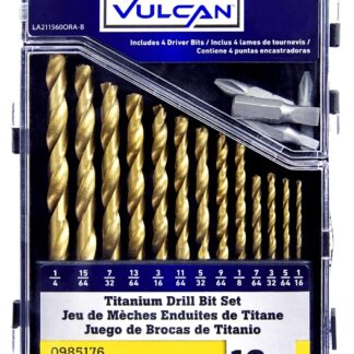 Vulcan 211560OR Carded Drill Bit Set, 13-Piece, High Speed Steel/Titanium Nitride, Bright Yellow