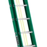 Louisville FE0620 Extension Ladder, 240 in H Reach, 225 lb, Fiberglass, Green