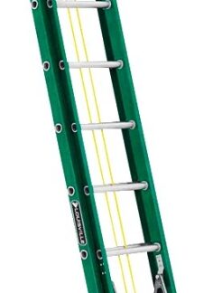 Louisville FE0620 Extension Ladder, 240 in H Reach, 225 lb, Fiberglass, Green