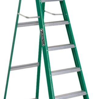 Louisville FS4008 Step Ladder, 147 in Max Reach H, 7-Step, 225 lb, Type II Duty Rating, 3 in D Step, Fiberglass